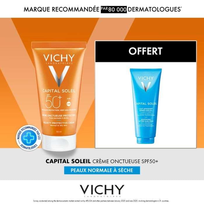 VICHY CAPITAL SOLEIL SPF50 CREME ONCTUEUSE + APRES SOLEIL 100ML PACK